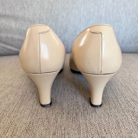 Celine Paris Leather Cap-Toe Two Toned Pumps Gold Hardware Size EU 38.5 - Picture 7 of 12